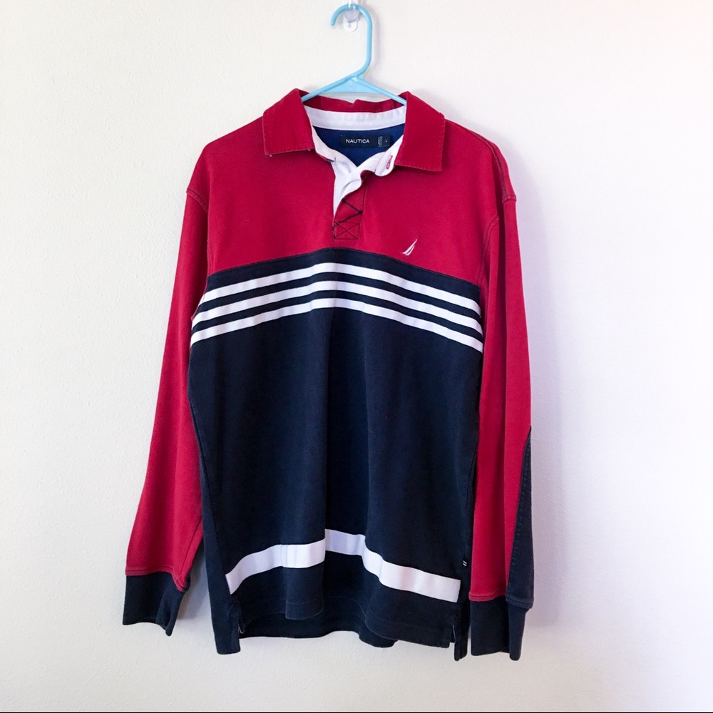 Vintage Nautica Rugby Polo Long Sleeve